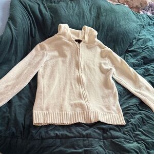 Cozy Cream Women's Zip-Up Turtleneck Sweater